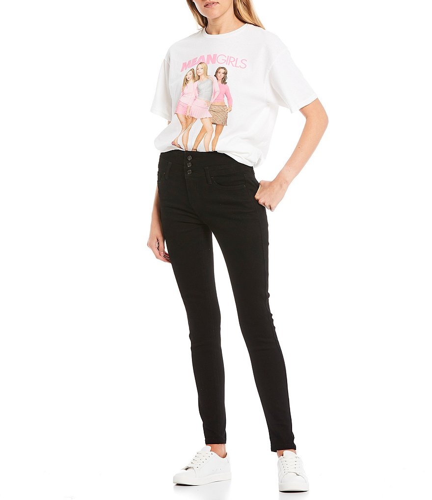 YMI Jeanswear High Rise Triple Button Stacked Skinny Jeans