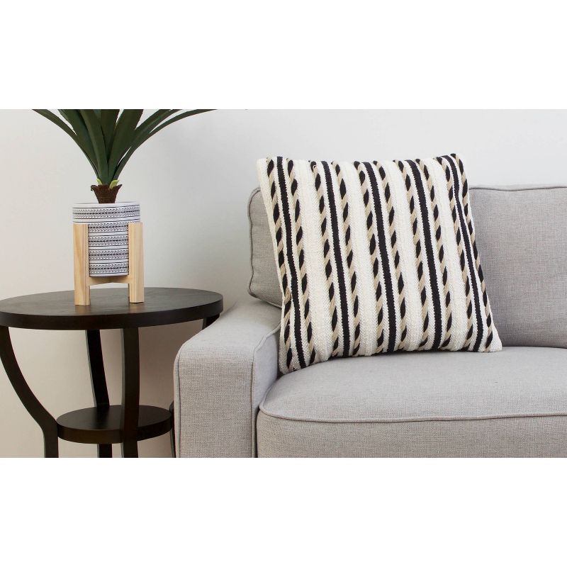 20"x20" Oversize Hugh Woven Throw Pillow White/Black - Décor Therapy