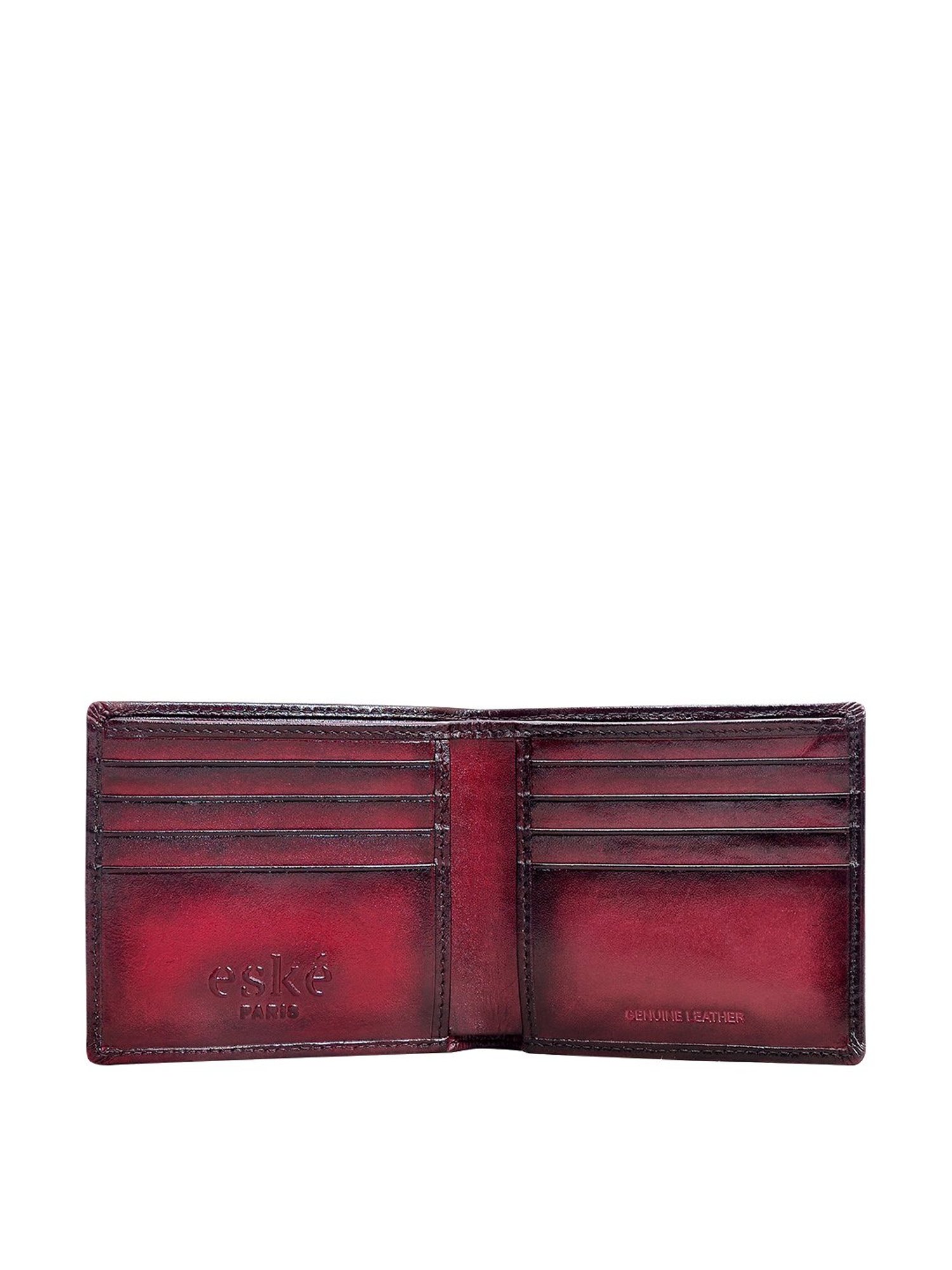 Eske Maroon Textured Bi-Fold Wallet for Men