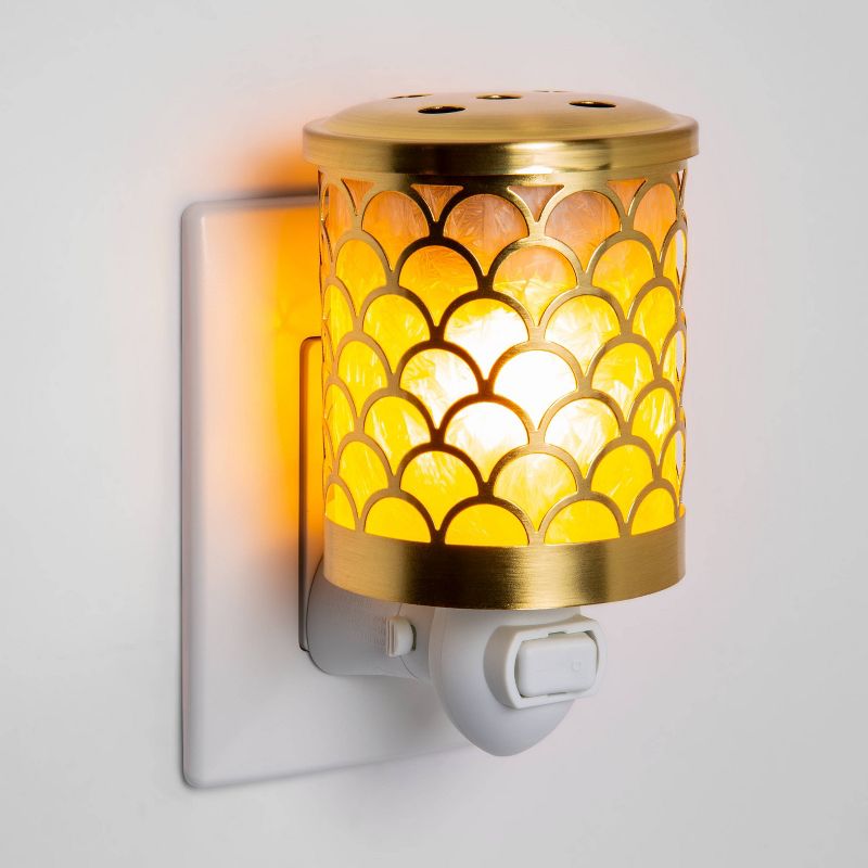 5.2" x 4.2" Scallop Capiz and Glass Plug-In Scent Warmer Gold - Opalhouse™