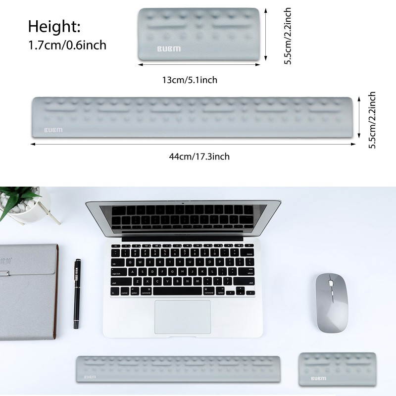 Gel Memory Foam Set Keyboard Wrist Rest Pad, Mouse Wrist Cushion Support for Office, Computer, Laptop, Mac, Comfortable, Lightweight for Easy Typing Pain Relief, Gray