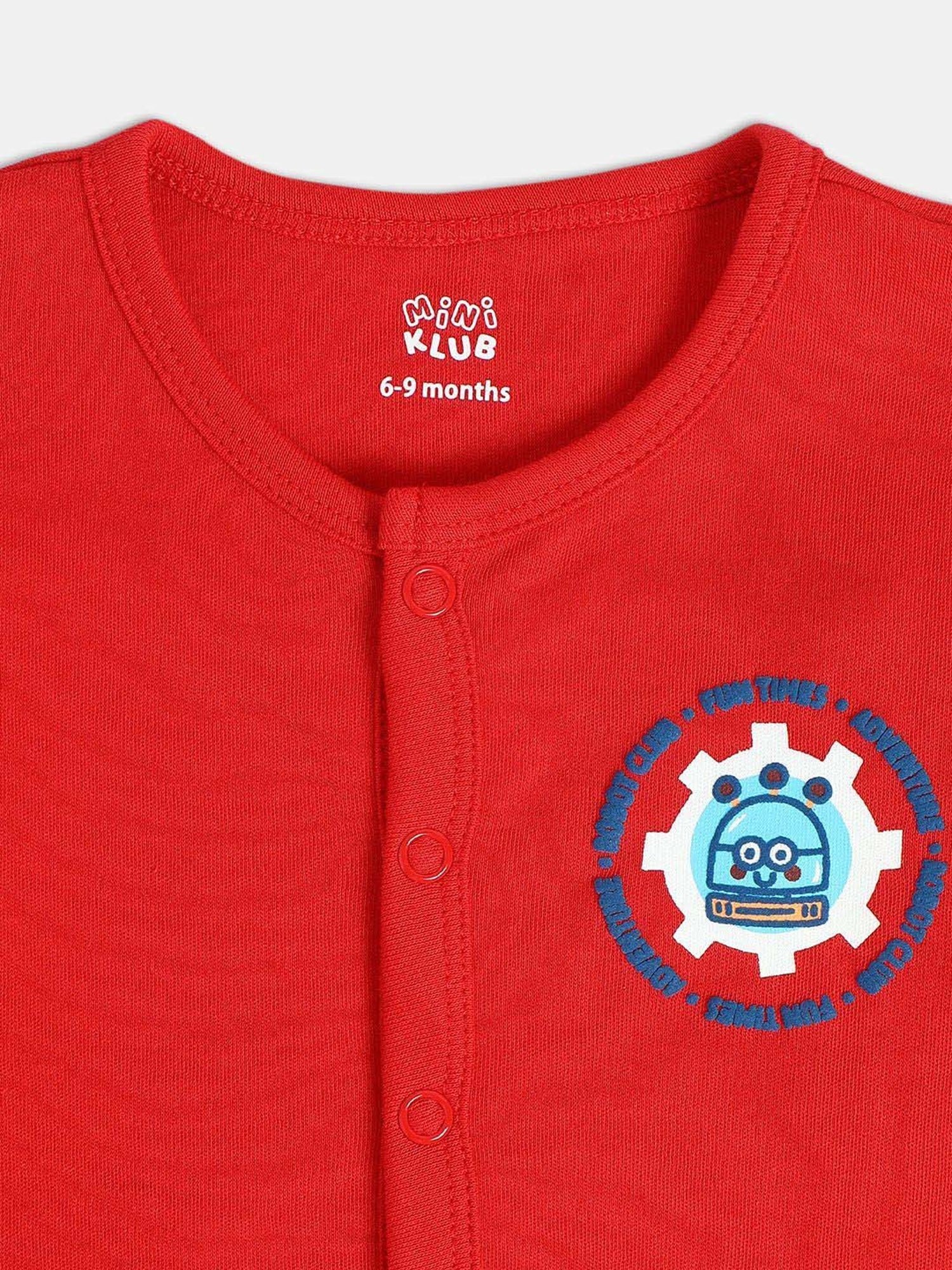 MINIKLUB Boys Olive Green & Red Printed Full Sleeves Front Open Vest