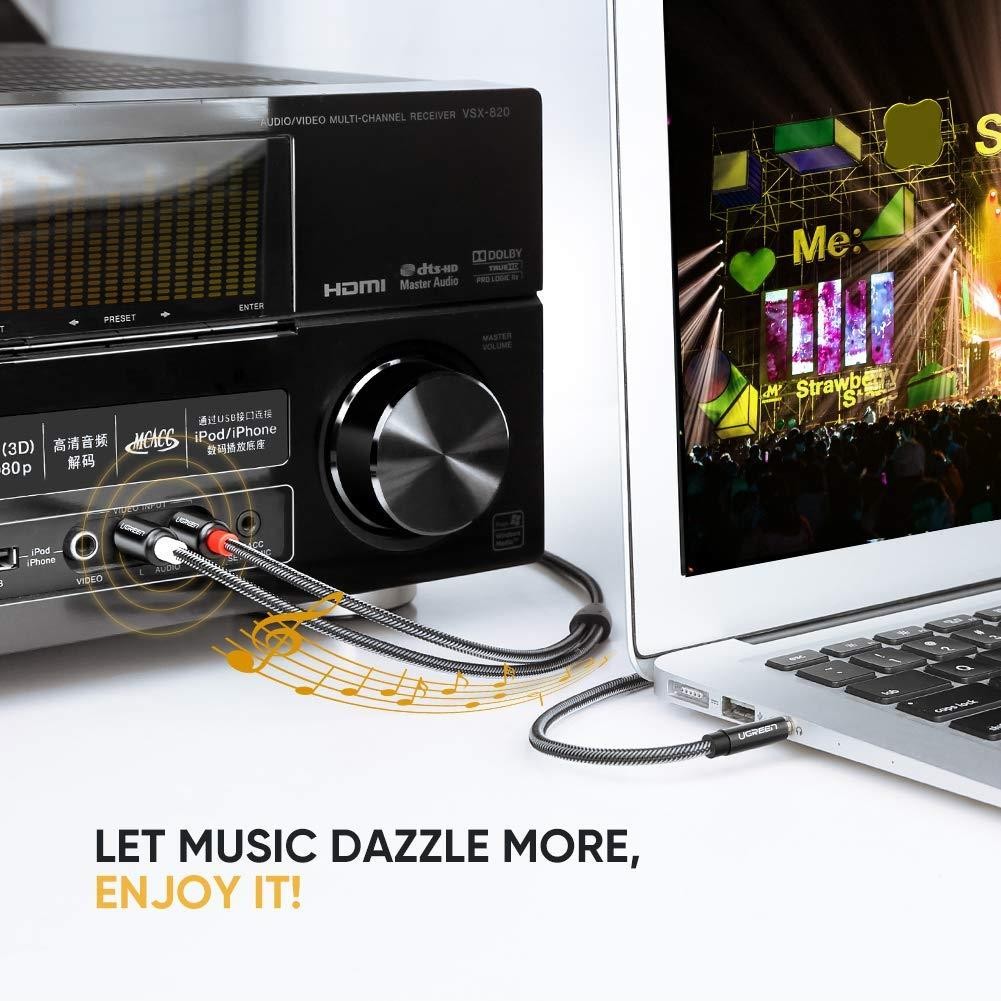 Comprehensive Cable MPS-2PP-10ST 10' Standard Series 3.5mm Stereo Mini Plug to 2 RCA Plugs Audio Cable