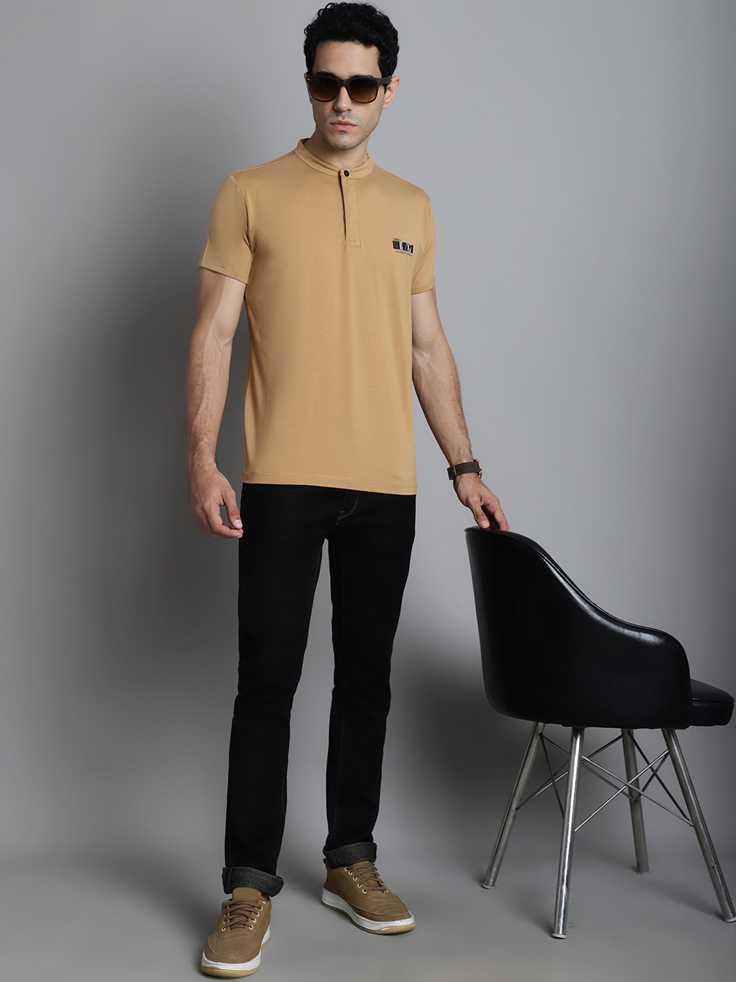 Venitian- Forbidden Clothing Light Mustard Slim Fit T-Shirt