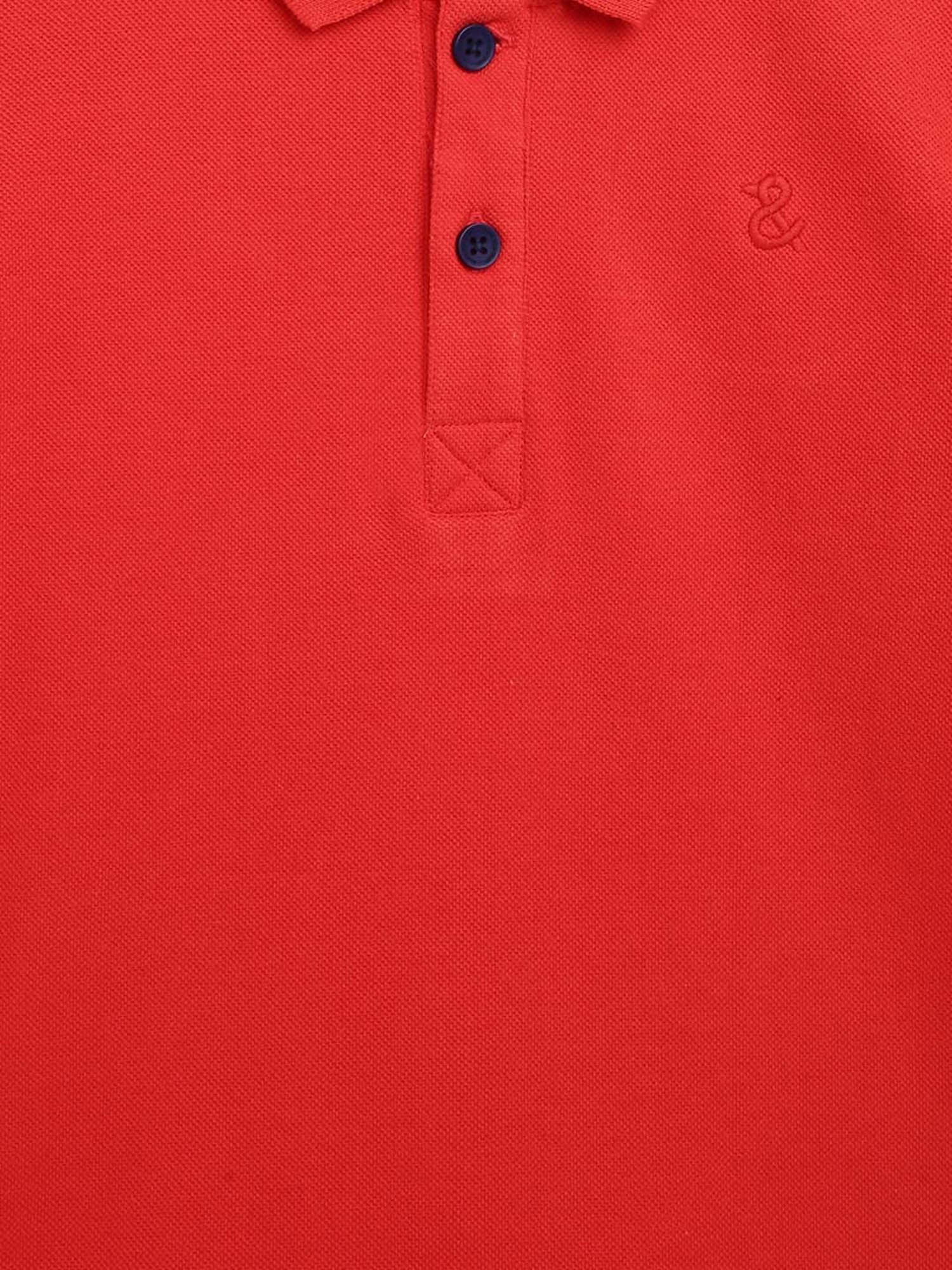 Tales & Stories Kids Red Cotton Regular Fit Polo T-Shirt