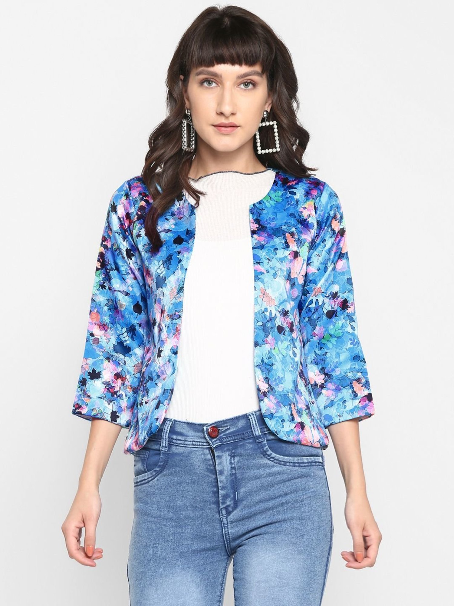 Hangup Blue Printed Shrug