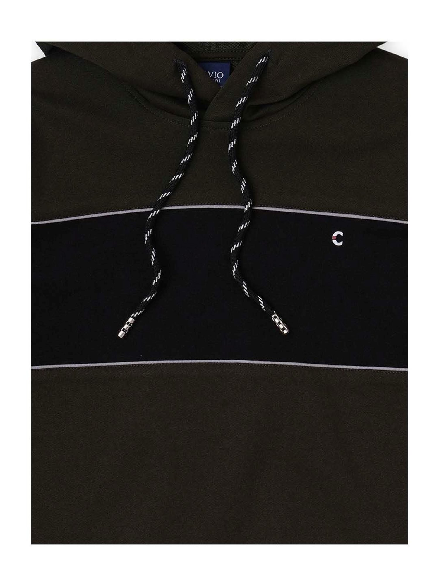 Cavio Kids Olive Cotton Color Block Full Sleeves T-Shirt