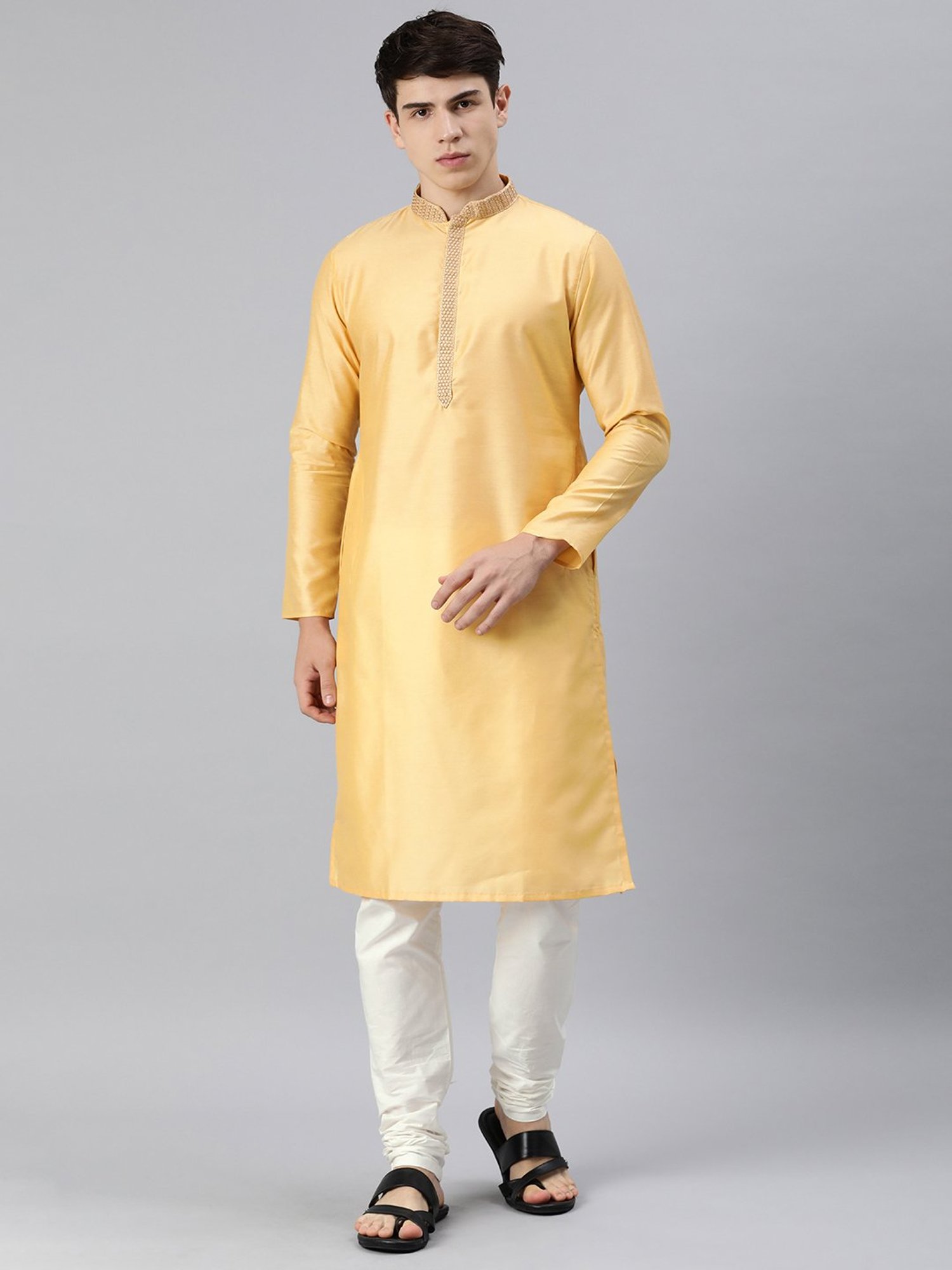 Manthan Fawn & White Regular Fit Kurta & Churidar Set