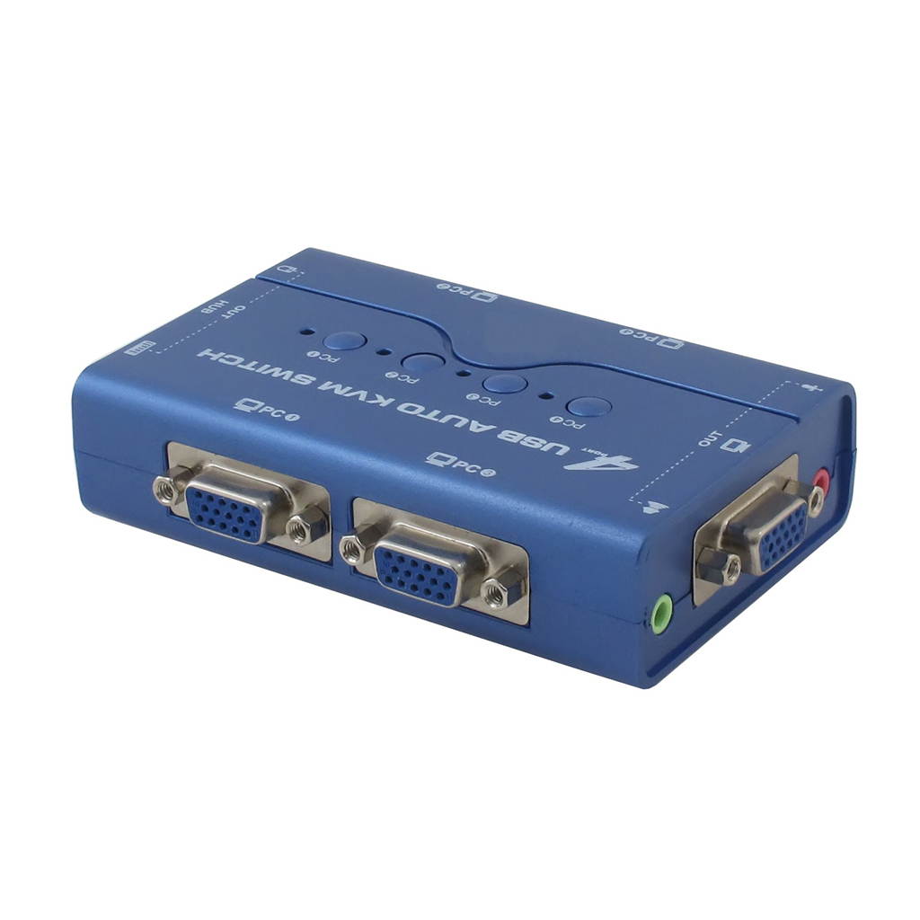 SEDNA - 4 Port USB KVM Switch ( with 4 set of USB KVM cables and 4 set of Audio cables )