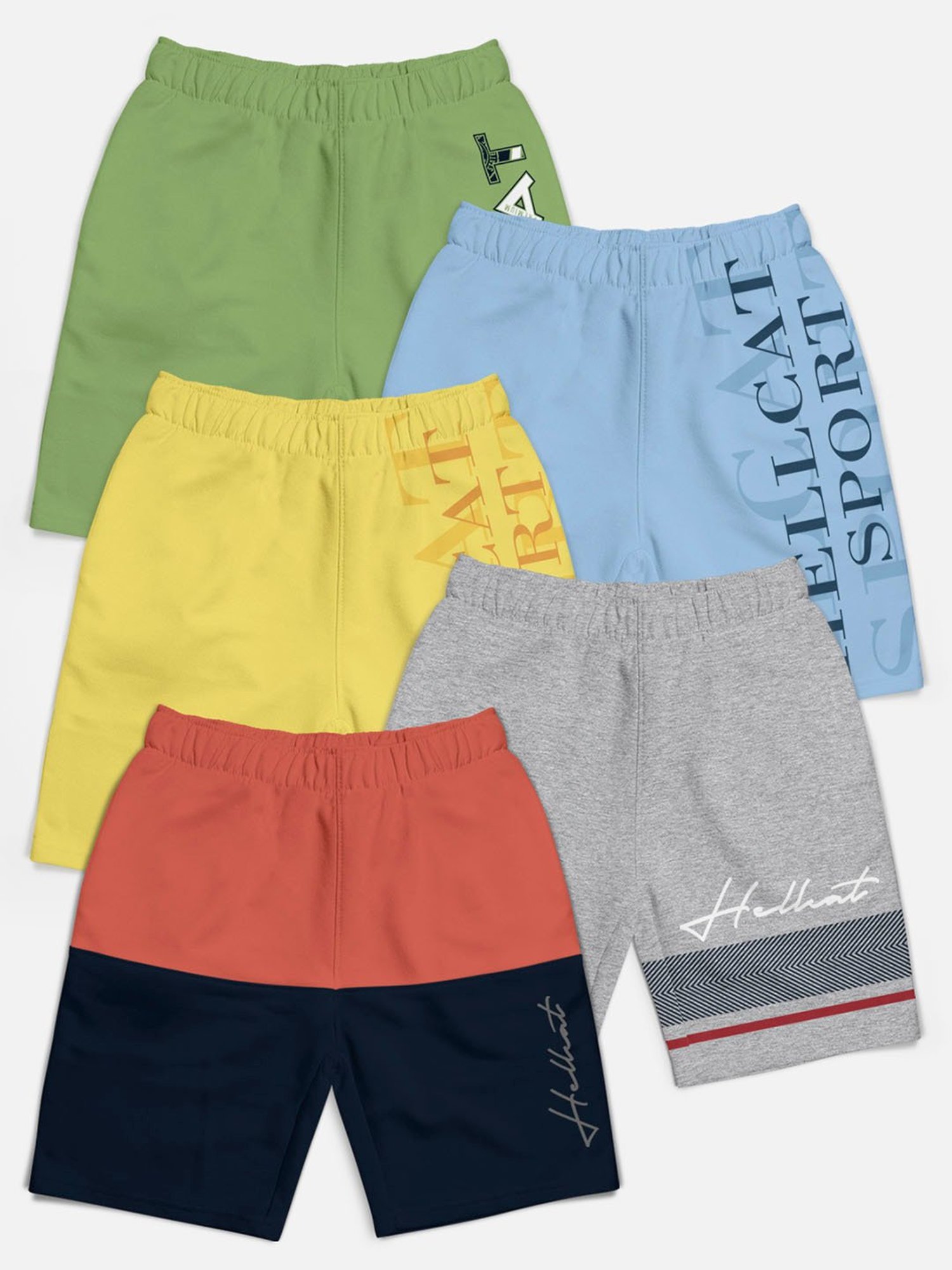HELLCAT Kids Multi Printed Shorts (Pack Of 5)