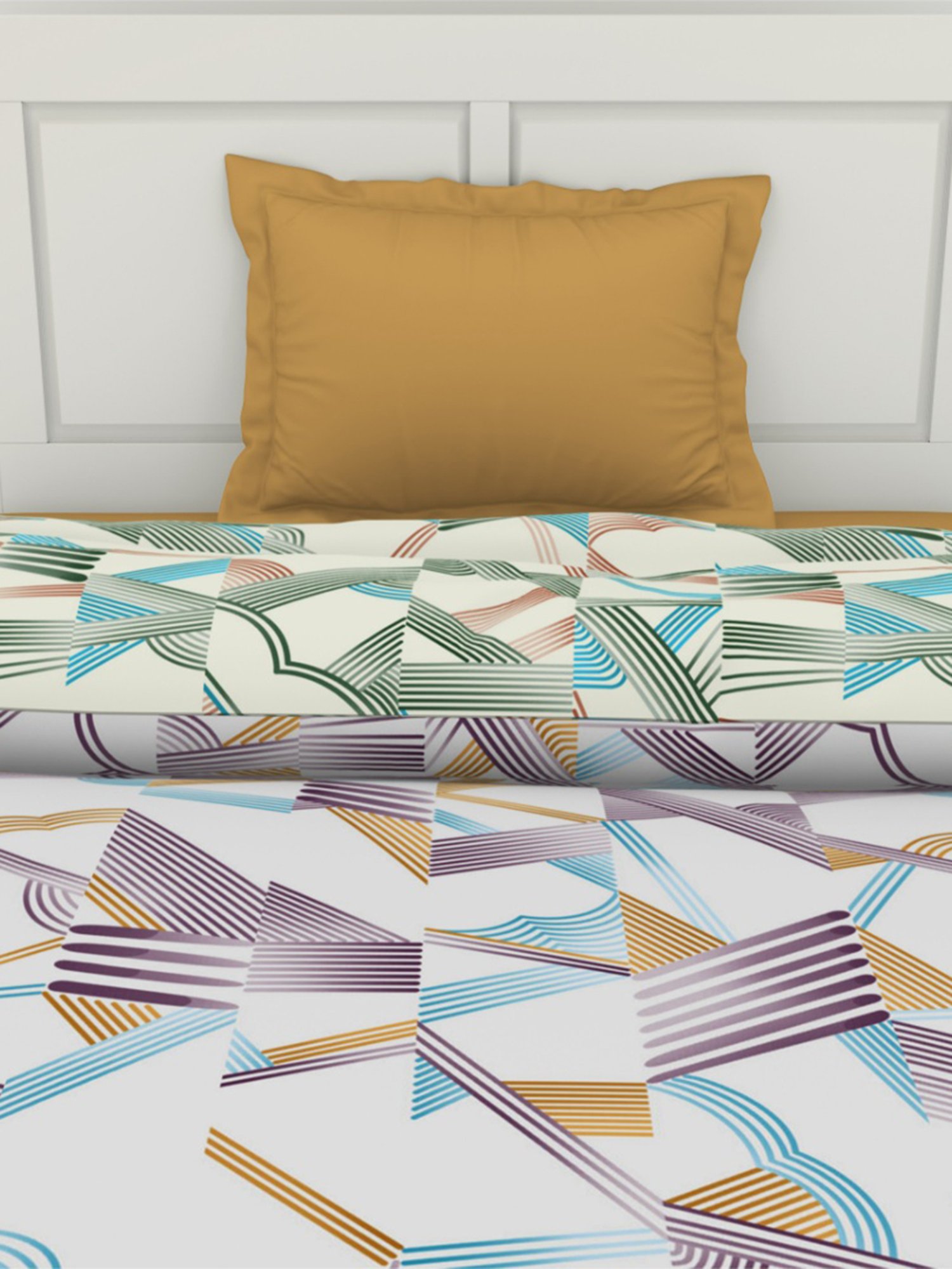 Spaces Geometric Multicolor 144 TC Cotton Single Quilt