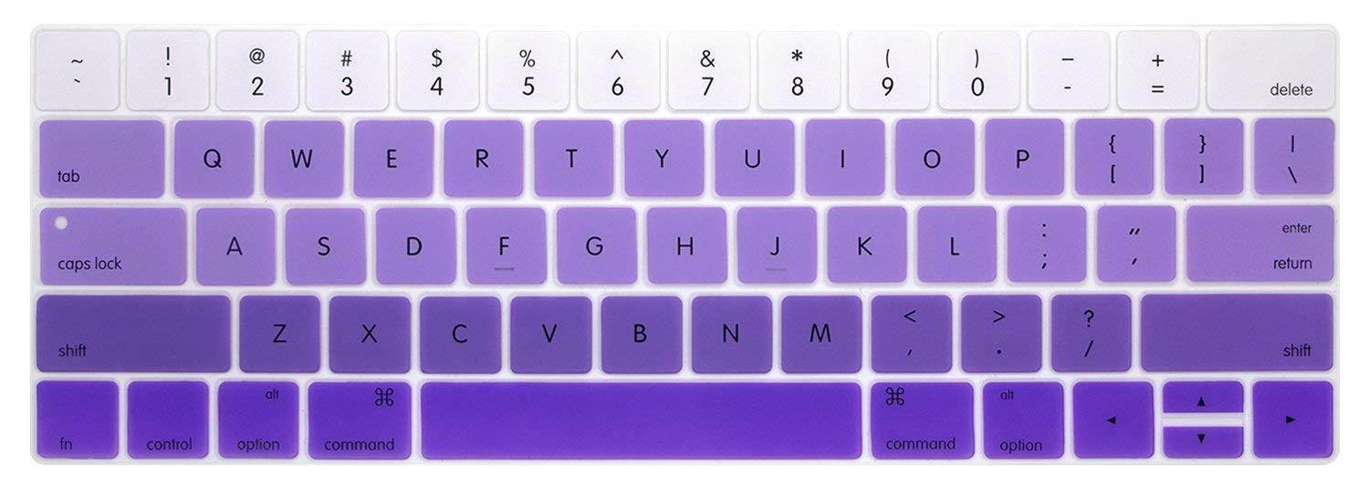 YMIX Keyboard Cover for Touch Bar Models 2017 & 2016 Release MacBook Pro 13 (A1706) & MacBook Pro 15 (A1707) with Touch ID Dust Proof Silicone Keyboard Skin - Fade Purple