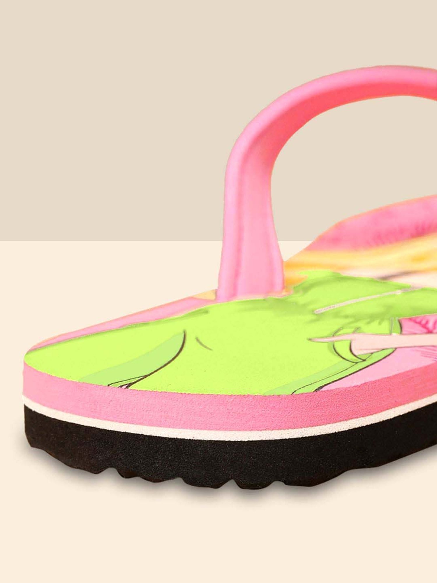 Kidsville Barbie Printed Pink & Green Flip Flops