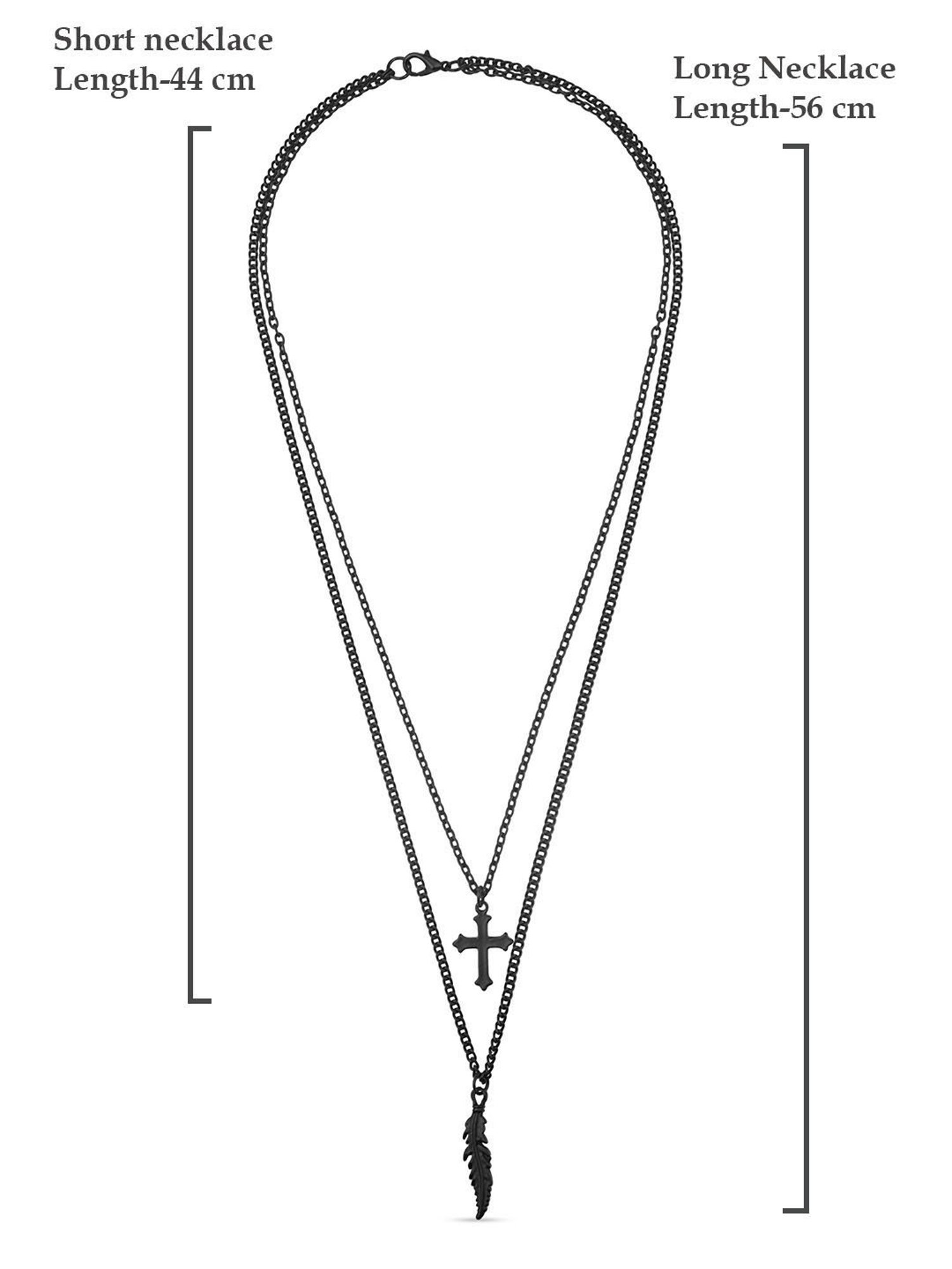 The Bro Code Black Coss & Wings Layered Necklace for Men