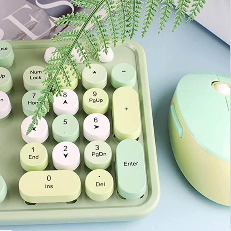 Wireless Keyboard and Mouse Combo 24G USB Ergonomic Sweet Cute Typewriter Keyboard with for Computer Laptop PC Desktops macGreen Mixed Style Keyboard + Mouse