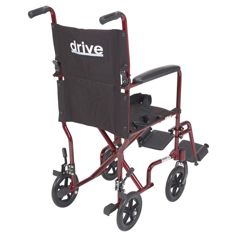 Drive Medical Lightweight Transport Wheelchair, 17" Seat, Red