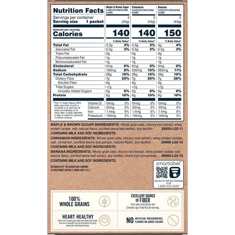 Quaker Weight Control Instant Oatmeal Variety Pack- 8pk