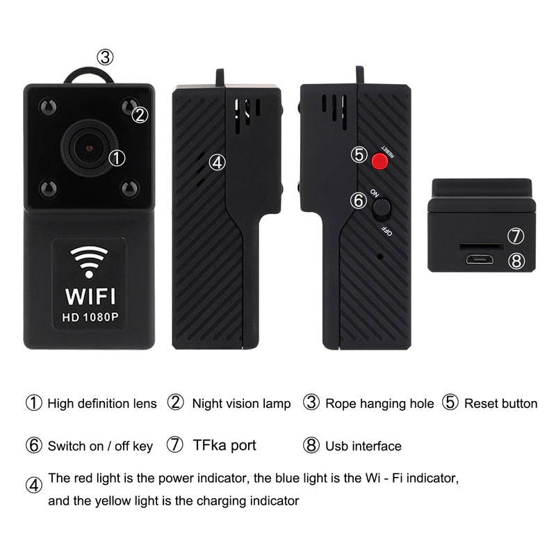 Mini WiFi Camera HD 1080P Sports Camera Night Vision Home Monitoring Cam Wide Angle Motion Video Surveillance Camcorder L9