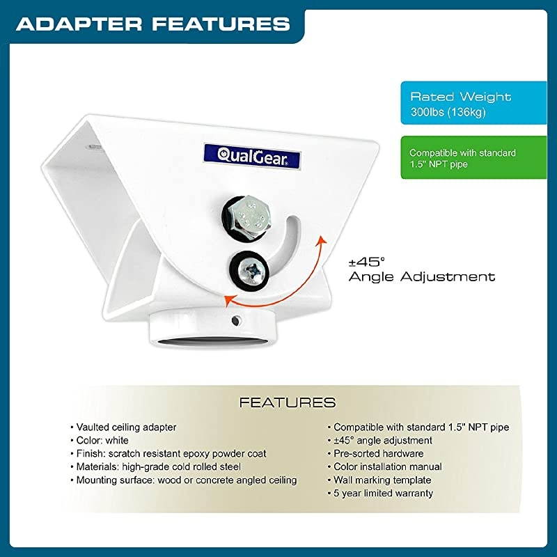 ProAV QGKITVA3INW Projector Mount Kit Accessory Vaulted Ceiling Adapter 3quot 15quot White