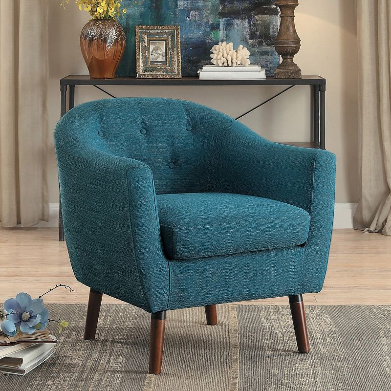 Homelegance 31 Inch Lucille Collection Classic Polyester Fabric Single Living Room Accent Barrel Chair, Blue