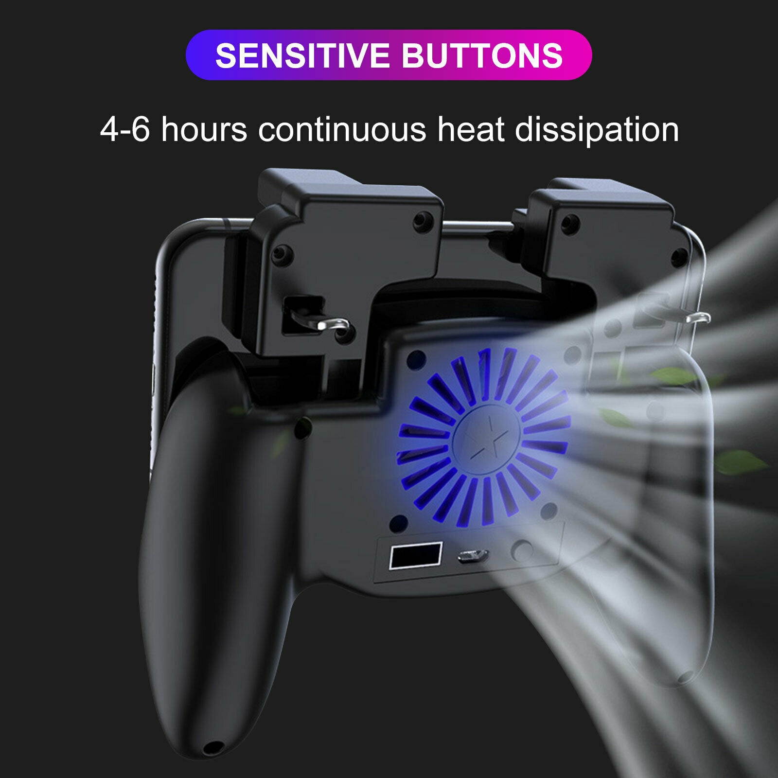 PUBG Mobile Phone Game Controller Joystick Gamepad + Cooling Fan for iOS Android