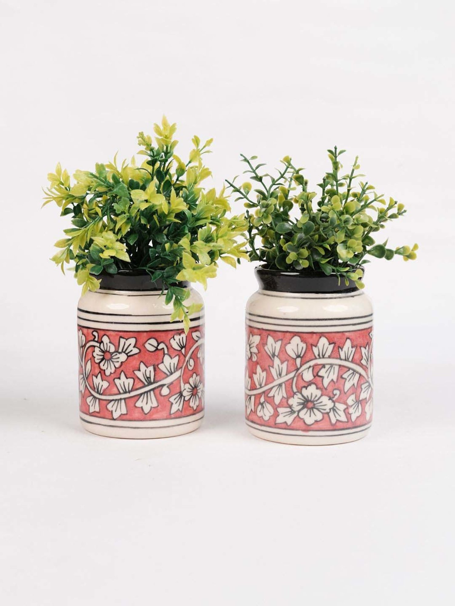 VarEesha Red Ceramic Jar Shaped Vases (0.5 L) - Set of 2