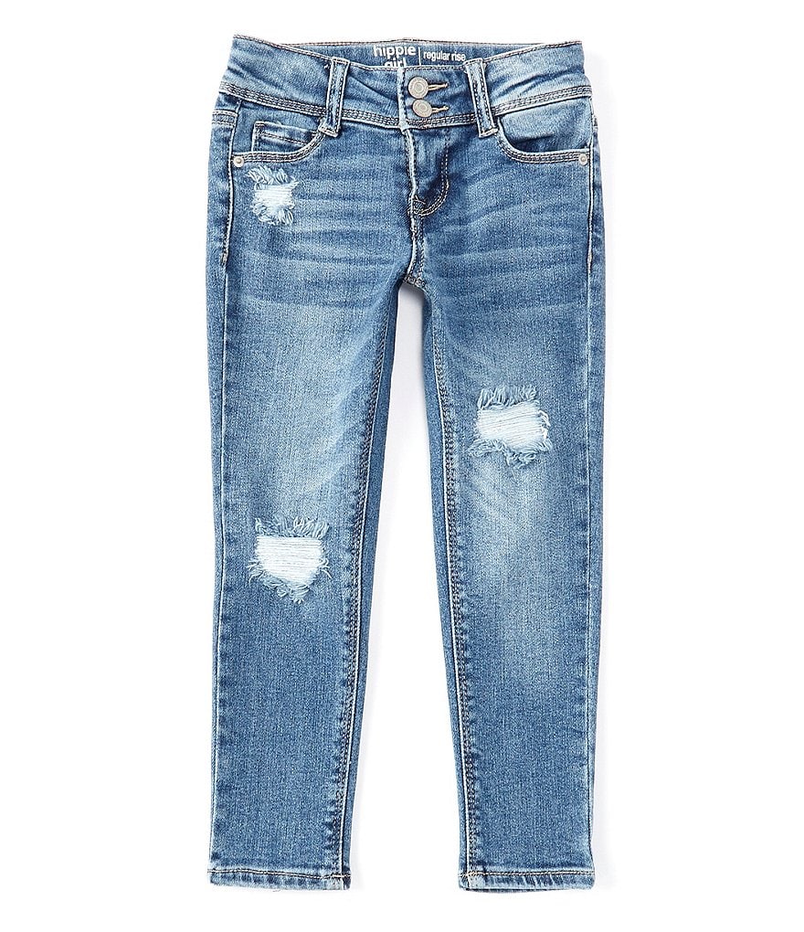Hippie Girl Little Girls 4-6X REPREVE Destructed Denim Skinny Jeans