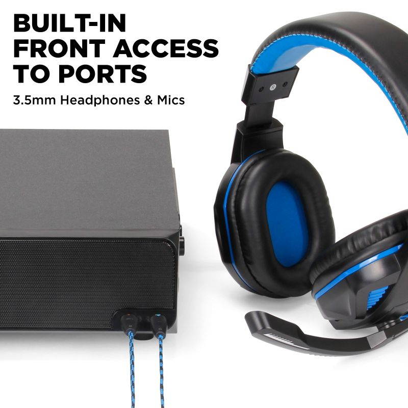 GOgroove USB Computer Speaker and Monitor Stand - SonaVERSE BSE Sound Base with Built-in Subwoofer and 3" Desk Monitor Riser 2-in-1 System, Microphone and Headphone Jack, Volume and Bass Controls