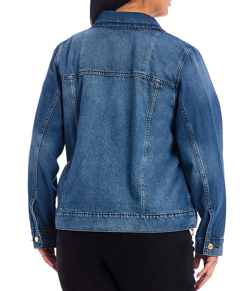 Ali Miles Plus Size Mixed Animal Print Open-Front Drop Needle Onion Skin Jacket