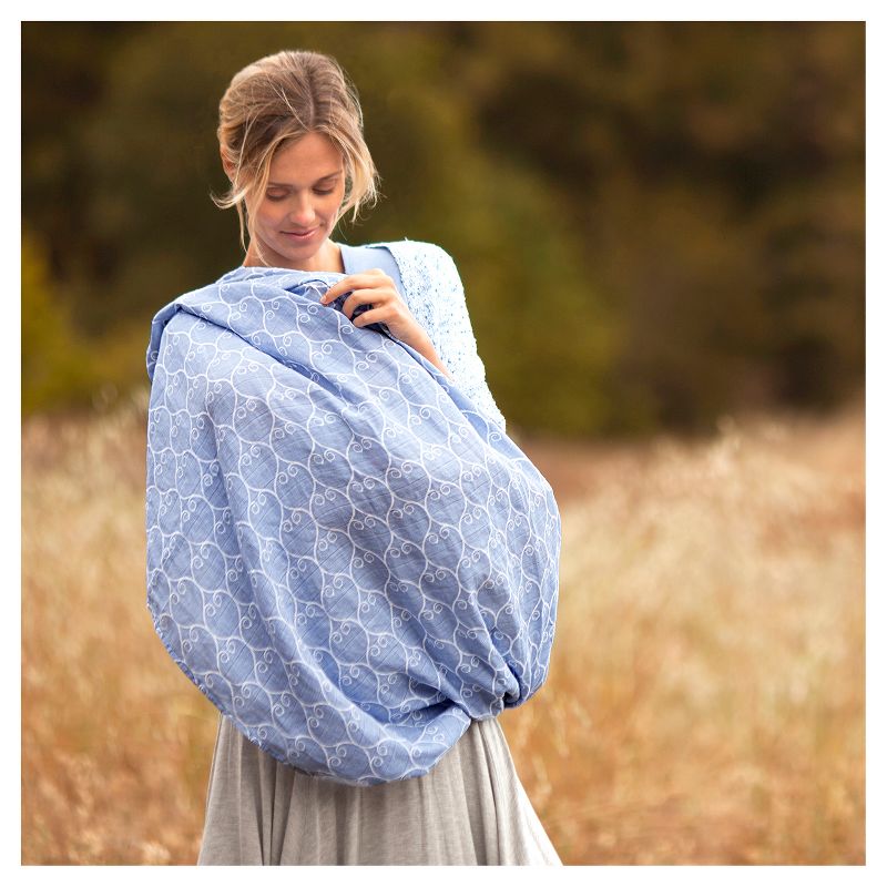 Bebe au Lait Premium Cotton Jersey Nursing Scarf Whimsical Feathers - Mayura