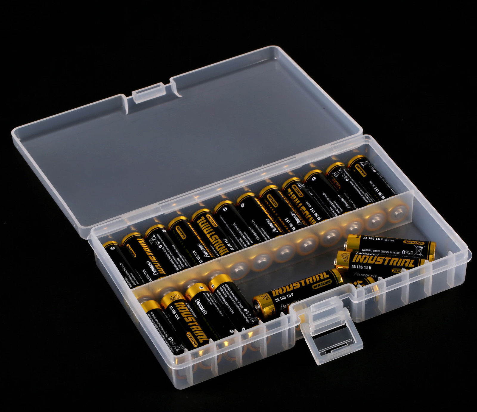 Clear AA/AAA Plastic Battery Storage Case Organizer Holder Holds 48 AA batteries