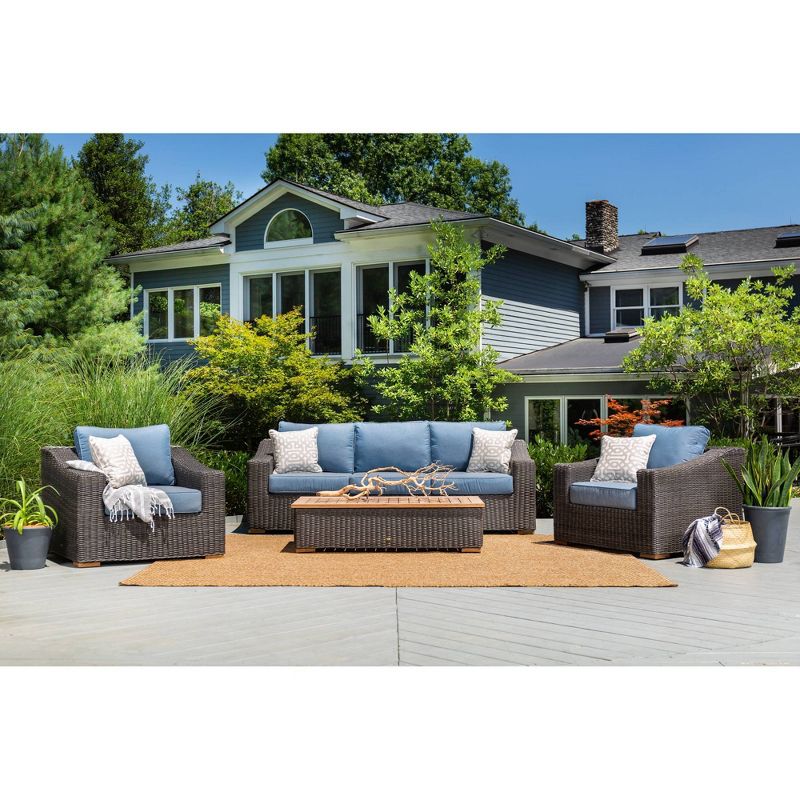 New Boston 4pc Seating Set Gray Frame Sunbrella Spectrum Denim Fabric - La-Z-Boy