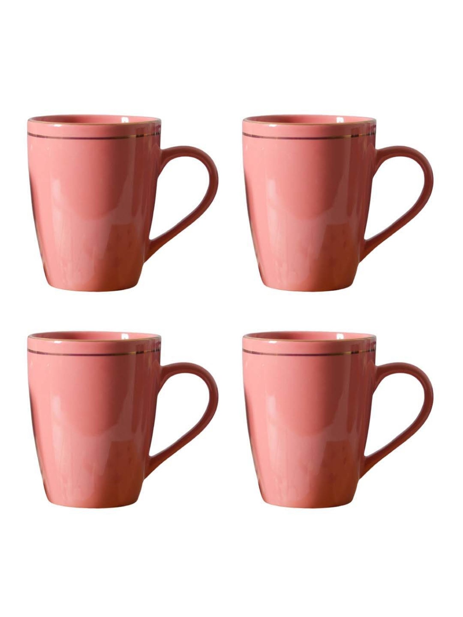 Femora Peach Ceramic Coffee Mugs (0.36 L) - Set of 4