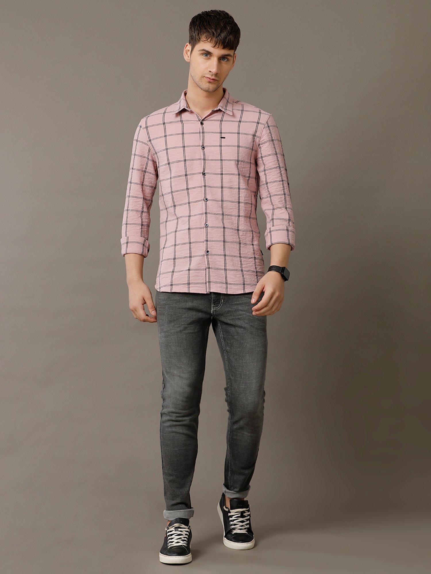 Identiti Pink Slim Fit Check Shirt