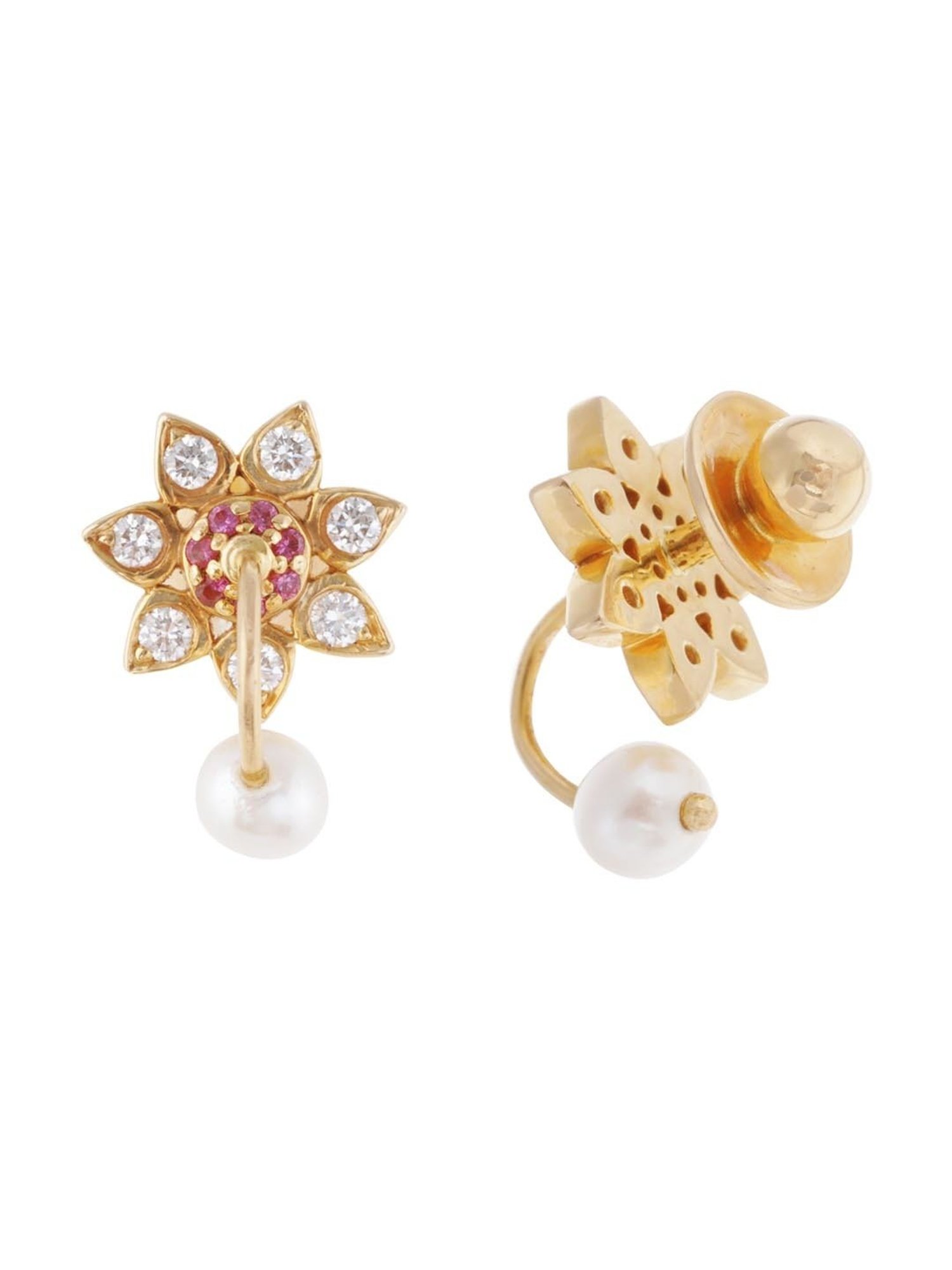 CKC 18k Margosa Gold & Diamond Earrings with Pearls for Women