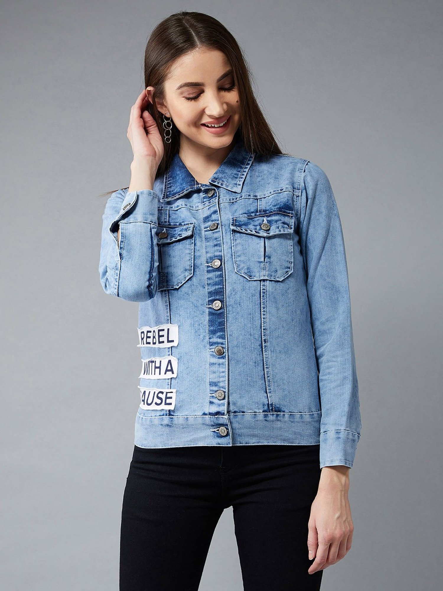 DOLCE CRUDO Light Blue Relaxed Fit Denim Jacket