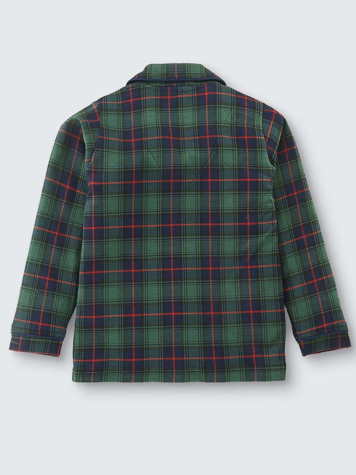 Nite Flite Boys Green & Blue Cotton Chequered Full Sleeves Shirt Set