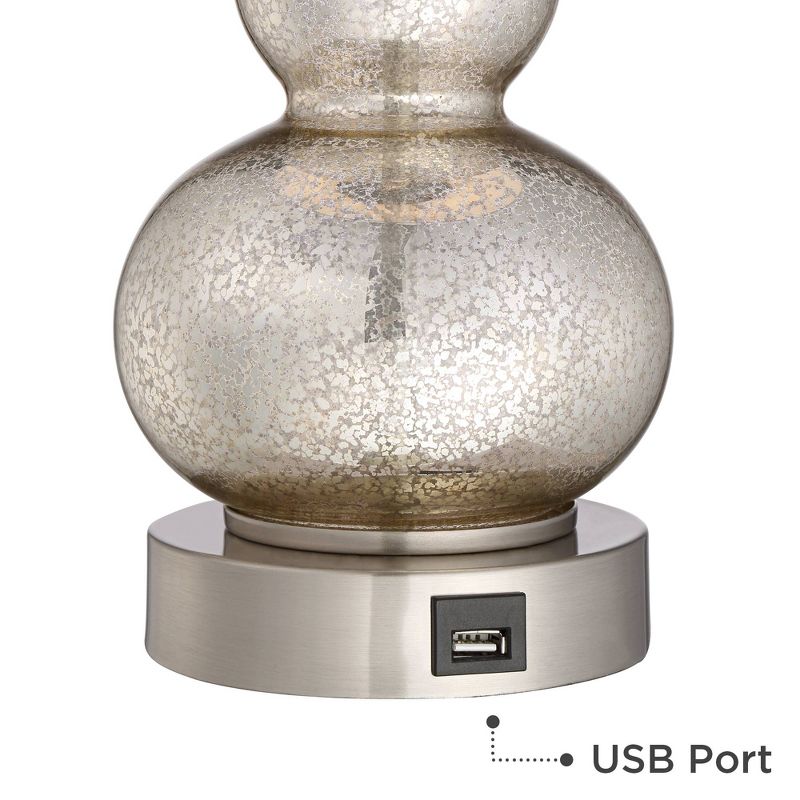 360 Lighting Castine Mercury Glass Black Shade USB Table Lamps Set of 2