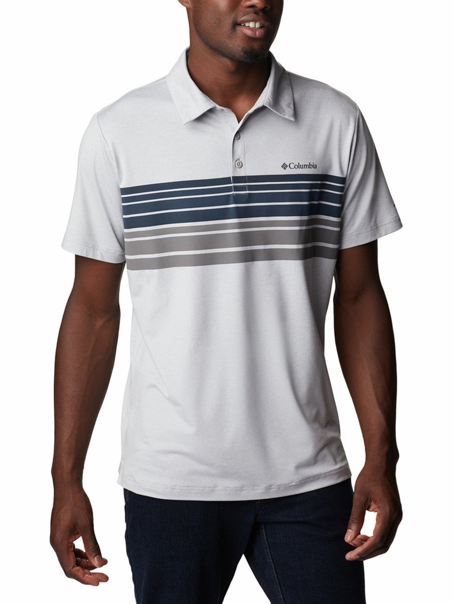 Columbia Men Grey Tech Trail Novelty Polo T-Shirt