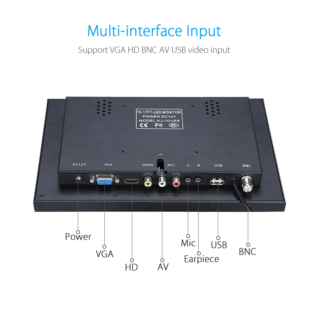 Eyoyo 10 Inch LED Monitor 1920*1200 HD VGA AV BNC USB Video Input IPS Touch Screen Monitor For CCTV DVD PC