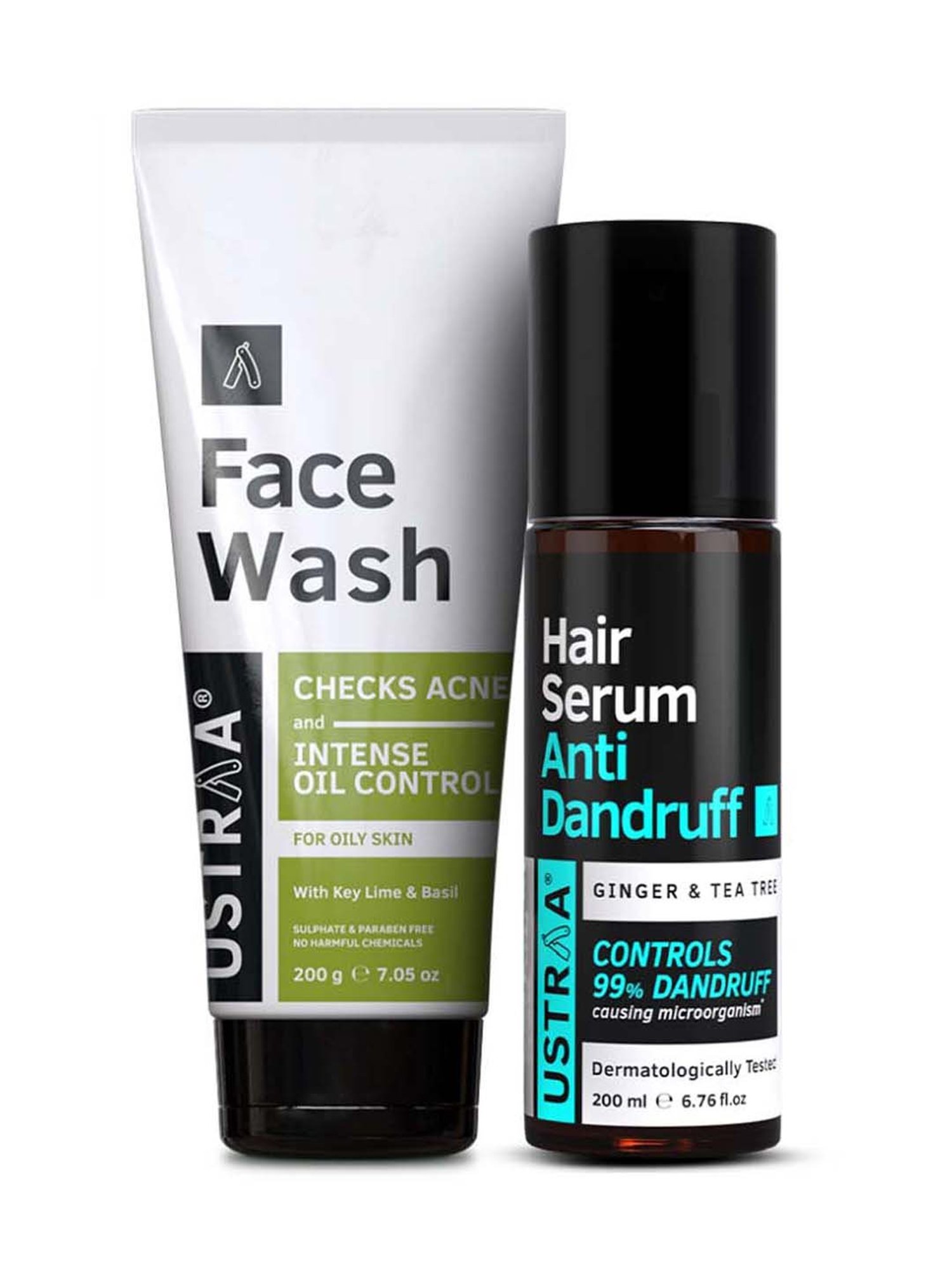Ustraa Anti Dandruff Hair Serum - 200 ml & Face Wash Oily Skin - 200 gm