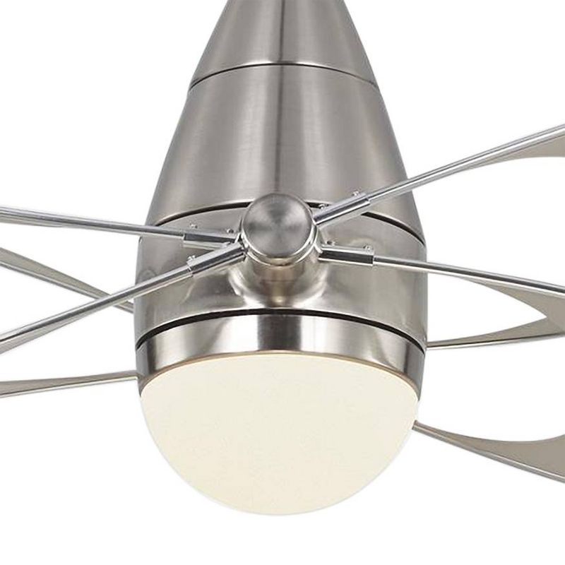 54" Monte Carlo Butterfly Brushed Steel Damp LED Ceiling Fan