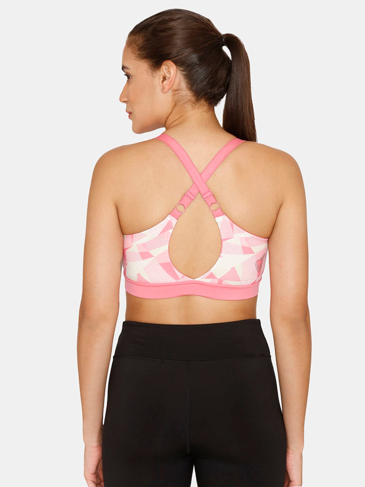 Zelocity by Zivame Pink & White Non Wired Non Padded Sports Bra