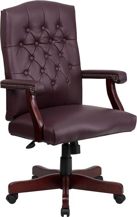 Martha Washington Burgundy LeatherSoft Executive Swivel Office Chair with Arms