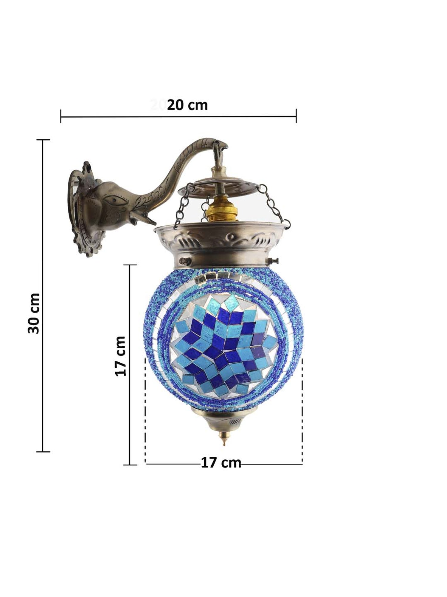 Homesake Blue Metal & Glass Turkish Mosaic Wall Lamp - Set of 1 (Bulb not included)