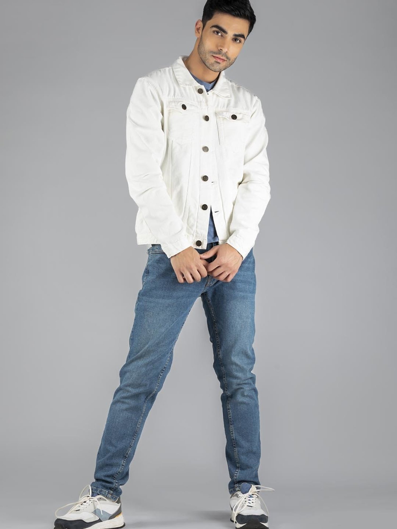 Dennis Lingo White Regular Fit Denim Jacket