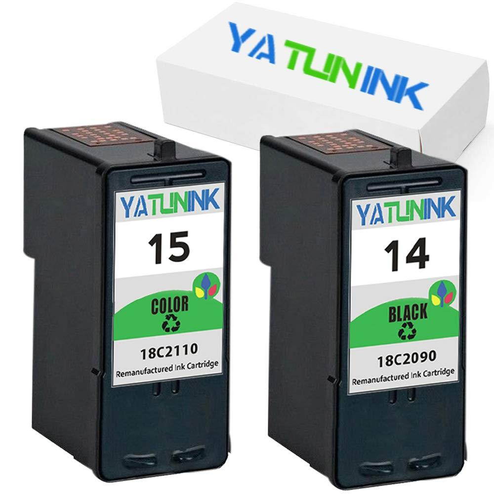 YATUNINK 2 Combo Pack Ink Cartridges Black&Color for Lexmark 14(18C2090) and Lexmark 15(18C2110) Fit Lexmark X2600 X2650 X2670 Z2300