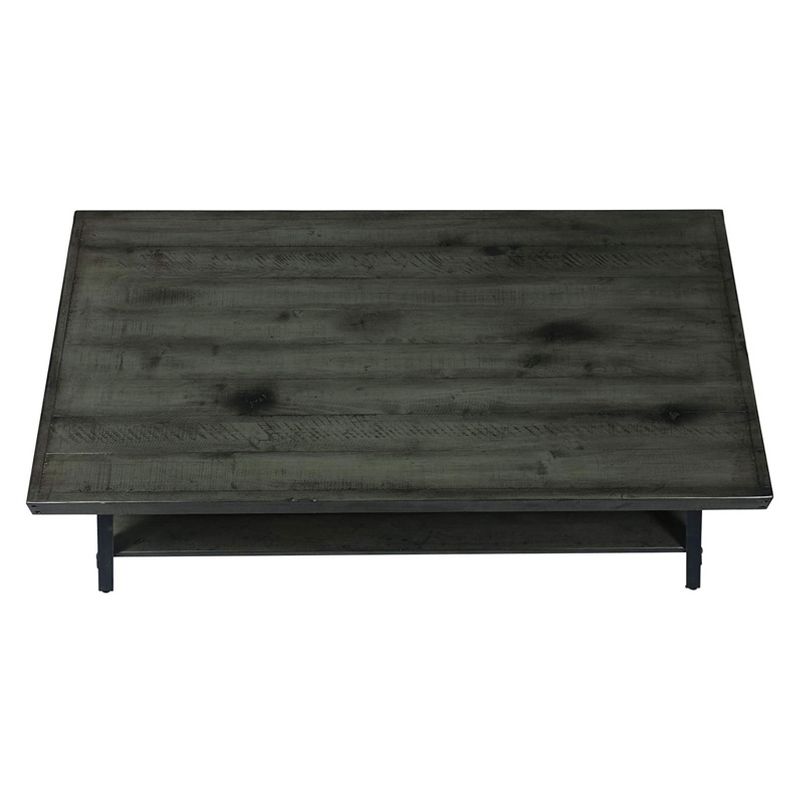 Wallace & Bay Chandler 48 Inch Long Rustic Decor Indoor Home Open Storage Coffee/Cocktail Table, Antique Gray