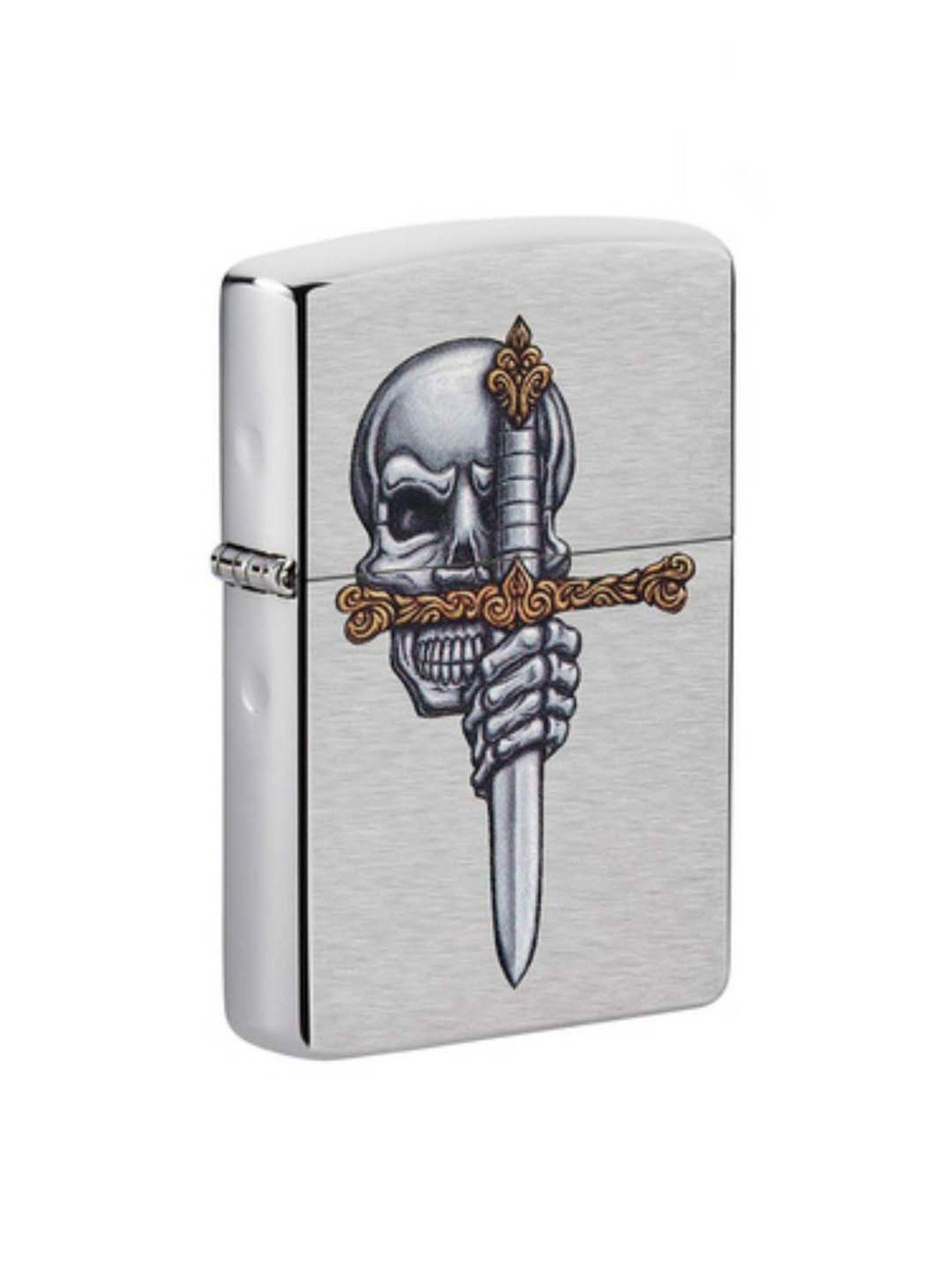 Zippo Silver Sword Skull Design Brass Pocket Lighter