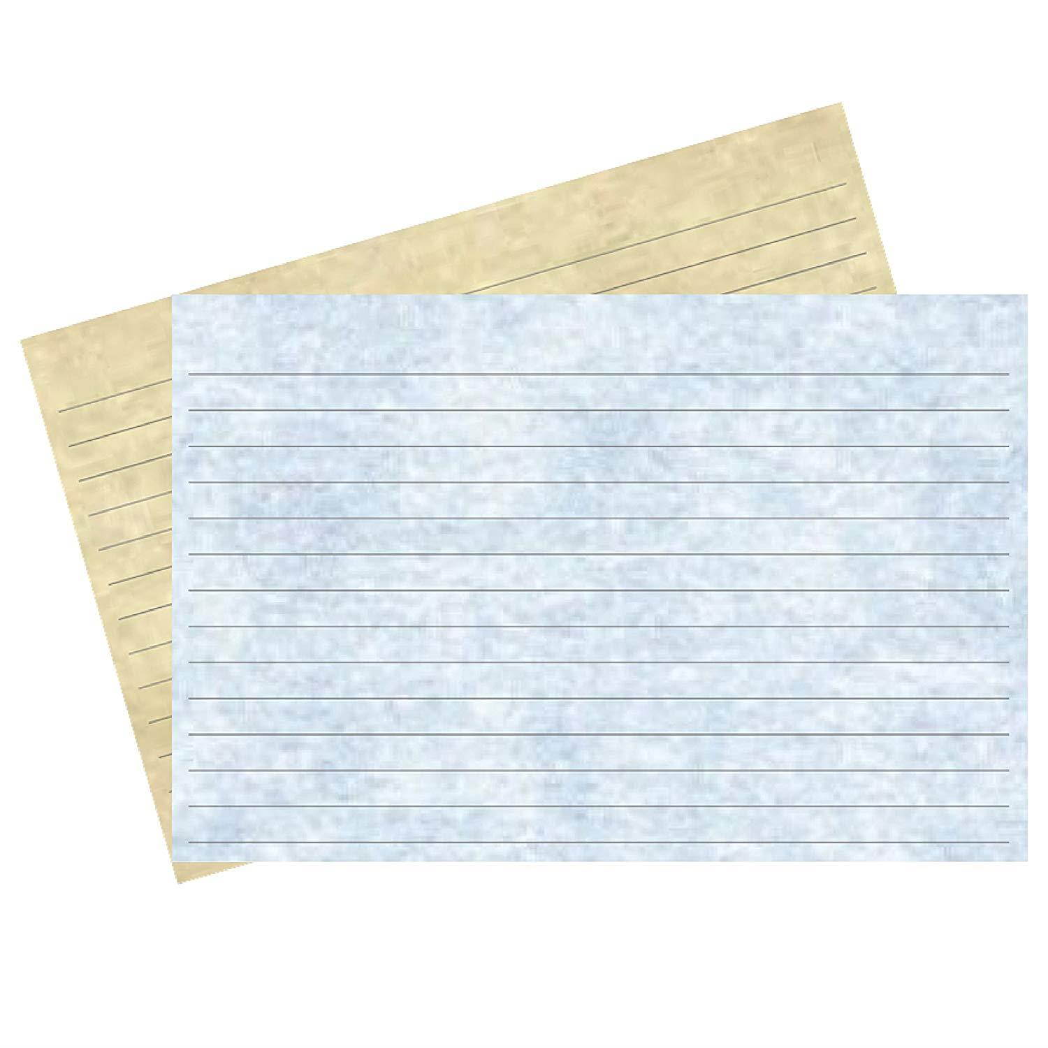 Colonial Cards: 100 Green Parchment 4" x 6" Index Cards, Lined Landscape Format